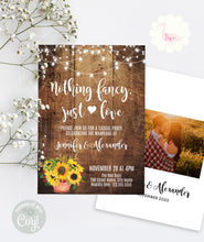 Load image into Gallery viewer, Elopement wedding invitation, printable self-editable template, A802