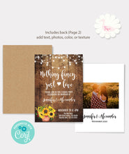 Load image into Gallery viewer, Elopement wedding invitation, printable self-editable template, A802