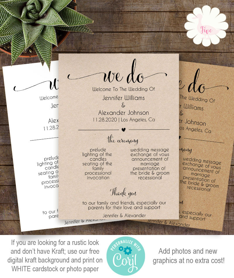 printable-wedding-program-editable-template-a503-my-five-ducklings for Free Printable Birthday Program Templates Printable Wedding program, editable template, A503 – My Five Ducklings for Free Printable Birthday Program Templates