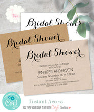 Load image into Gallery viewer, Bridal Shower Invitation, editable template, A101