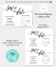 Load image into Gallery viewer, Save the Date with calendar self-editable template, A612