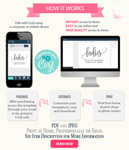 Load image into Gallery viewer, Ladies and Gentlemen printable restroom signs, editable wedding templates, A107