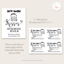 Load image into Gallery viewer, How many kisses are in the jar, printable game, digital files, instant download, G108