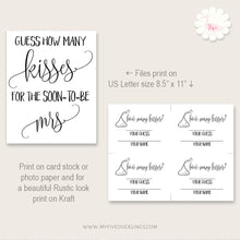 Load image into Gallery viewer, Guess How Many Kisses for the Bride-to-be Bridal Shower game, G201