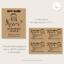 Load image into Gallery viewer, How many kisses are in the jar, printable game, digital files, instant download, G108