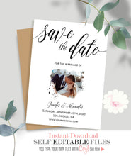 Load image into Gallery viewer, Save the Date with photo, editable template, A314