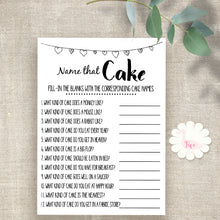 Load image into Gallery viewer, Bridal Shower game, Name that Cake, printable digital file, instant download, G103