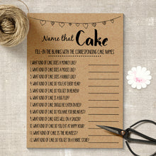 Load image into Gallery viewer, Bridal Shower game, Name that Cake, printable digital file, instant download, G103