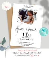 Load image into Gallery viewer, Elopement Wedding Celebration invitation, printable editable template, A310