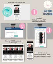 Load image into Gallery viewer, Movie Night ticket, printable birthday party invitation, editable template, A706