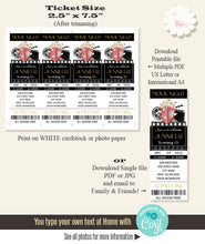Load image into Gallery viewer, Movie Night ticket, printable birthday party invitation, editable template, A706
