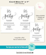 Load image into Gallery viewer, Let's Party invitation, Post-wedding celebration, printable invite, editable template, A521