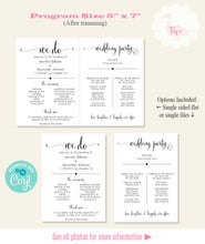Load image into Gallery viewer, Printable Wedding program, editable template, A503