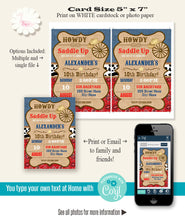 Load image into Gallery viewer, Western Birthday party Invitation, print or email, self-editable template, A704