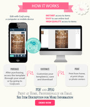 Load image into Gallery viewer, Rustic Graduation party invitation, printable editable template, A800