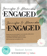 Load image into Gallery viewer, Engagement party Invitation, we are getting married invite, editable template, A102