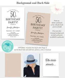 Birthday party Invitation, editable template, A110