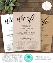 Load image into Gallery viewer, Printable Wedding program, editable template, A109
