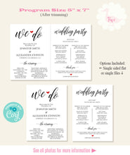 Load image into Gallery viewer, Printable Wedding program, editable template, A109
