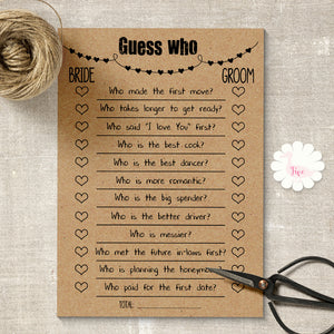 Bridal Shower Game, Guess Who, printable digital file, instant download, G101