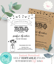 Load image into Gallery viewer, Housewarming BBQ invitation, printable template, editable, A302
