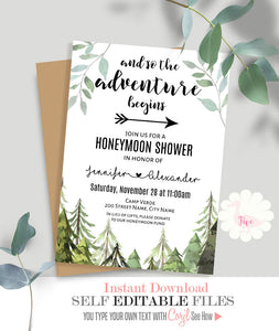 Honeymoon Shower Invitation, print or email, editable template, A316