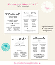 Load image into Gallery viewer, We Do Printable Wedding program, editable template, A502
