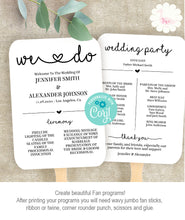 Load image into Gallery viewer, We Do Printable Wedding program, editable template, A502
