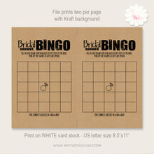 Load image into Gallery viewer, Bridal Shower game, printable Bingo, digital file, instant download, G102
