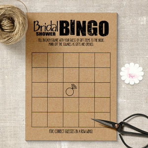 Bridal Shower game, printable Bingo, digital file, instant download, G102