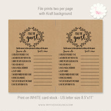 Load image into Gallery viewer, Bridal Shower Game, Find The Guest, printable digital file, instant download, G106
