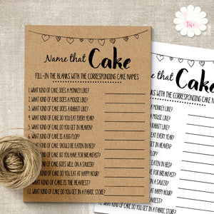 Bridal Shower game, Name that Cake, printable digital file, instant download, G103