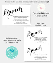 Load image into Gallery viewer, Brunch Invitation, post-wedding celebration, editable template, A104
