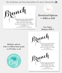 Brunch Invitation, post-wedding celebration, editable template, A104