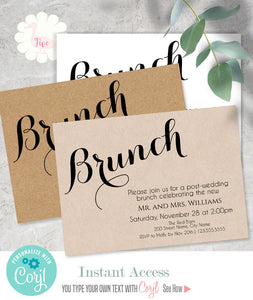 Brunch Invitation, post-wedding celebration, editable template, A104