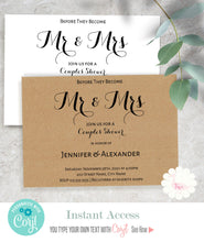 Load image into Gallery viewer, Couples shower invitation, printable editable template, A501
