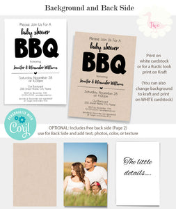 Baby Shower BBQ Invitation, self-editable template, instant download, A625