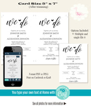 Load image into Gallery viewer, We Do Wedding Invitation, printable editable template, A112
