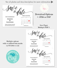 Load image into Gallery viewer, Save the Date with calendar self-editable template, A612
