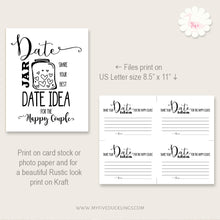 Load image into Gallery viewer, Bridal Shower Date Jar Idea, instant download printable files, G104
