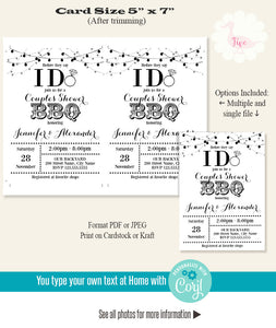 I do bbq invitation, couples shower, printable template, A301