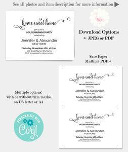 Housewarming party invitation, self-editable template, A608