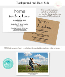 Housewarming party invitation, home sweet home, printable editable template, A610