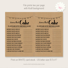 Load image into Gallery viewer, Bridal Shower game, Name that Cake, printable digital file, instant download, G103
