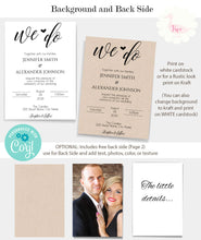 Load image into Gallery viewer, We Do Wedding Invitation, printable editable template, A112
