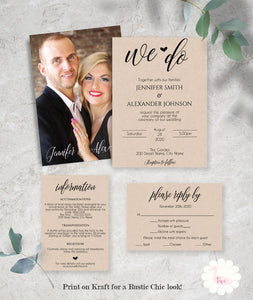 Wedding Invitation set, instant download, editable template, A115