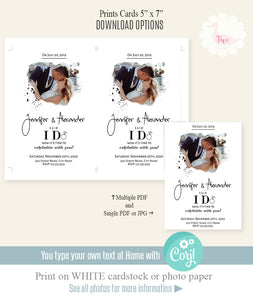 Elopement Wedding Celebration invitation, printable editable template, A310