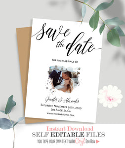 Save the Date with photo, editable template, A314