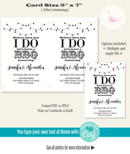 Load image into Gallery viewer, I do BBQ Invitation, before or after they say I do, editable template, A105
