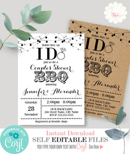 I do bbq invitation, couples shower, printable template, A301